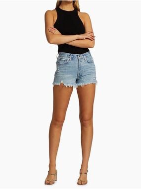 Agolde High-Rise Light Blue Denim Cutoff Shorts